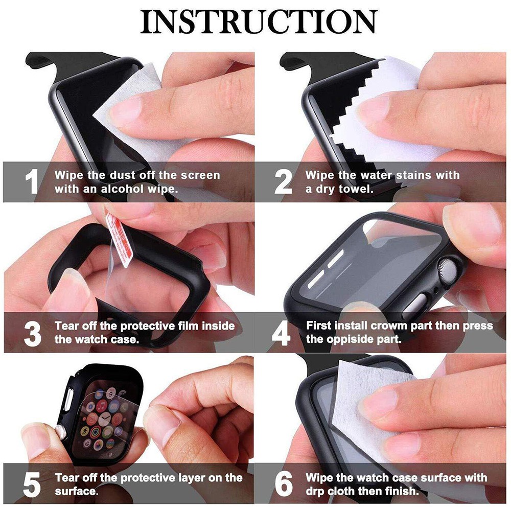 360 mann kínhu cường liêu Bảo vệ Toàn Bộ + PC Báp Thu Apple Watch 38 40 42 44 MM Series 5 4 3 2 1 Bảo Va Mạnh Khải Khẩu
