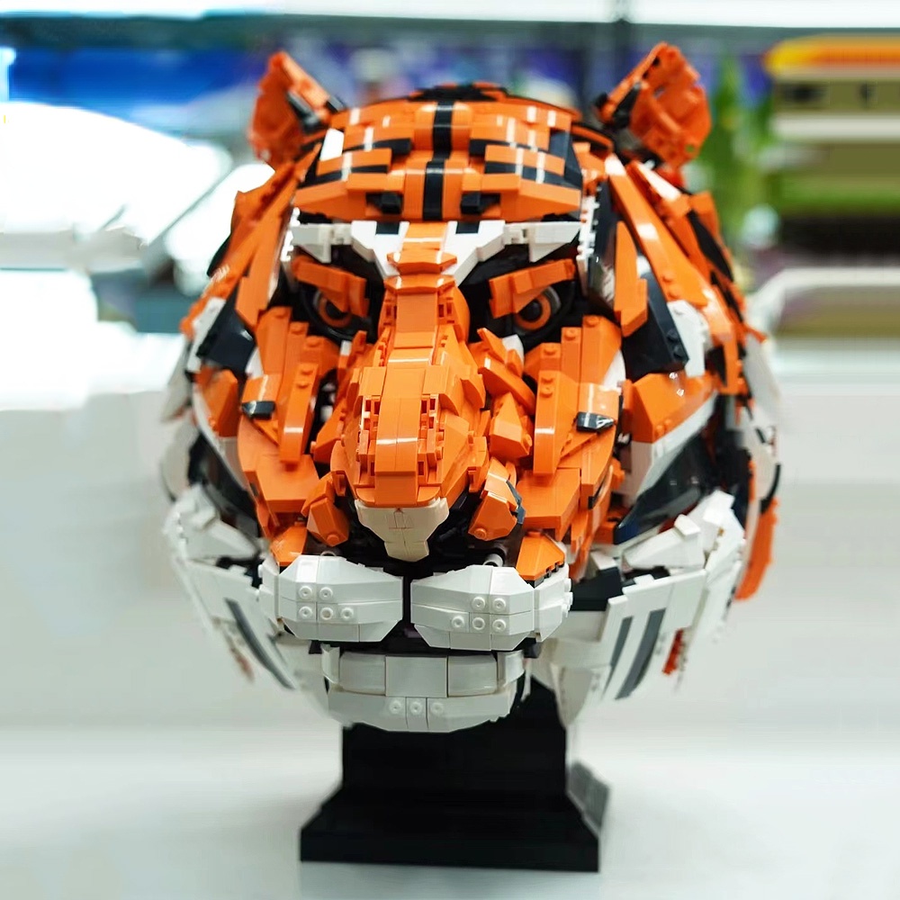 Đồ chơi Lắp ráp Mô hình đầu hổ Creative Moc Ideas Expert Zodiac Signs Tiger Head King of Beasts 103000  3000+PCS