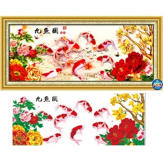 combo tranh gắn đá cá và tứ quý df252