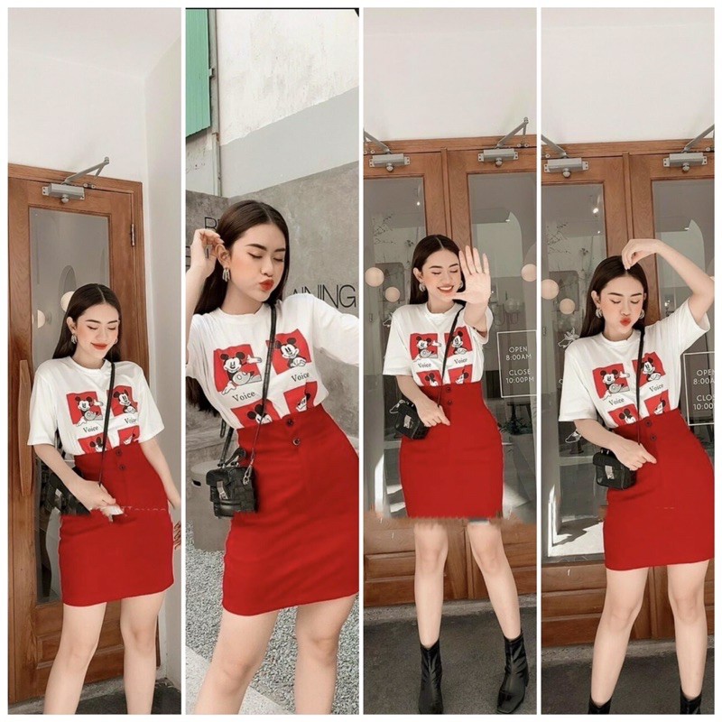 [Mã WASTCOOL giảm 15% tối đa 50K đơn 99K] Bigsize set áo thun mickey-LV-GC kèm váy quần 55-90kg(HÌNH THẬT) | BigBuy360 - bigbuy360.vn