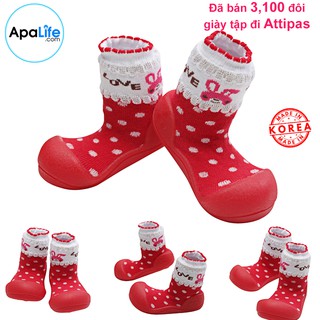 Giày tập đi Attipas Love - Red AT024 nhập Hàn Quốc - cho bé trai /bé gái từ 3 - 24 tháng: đế mềm & chống trượt
