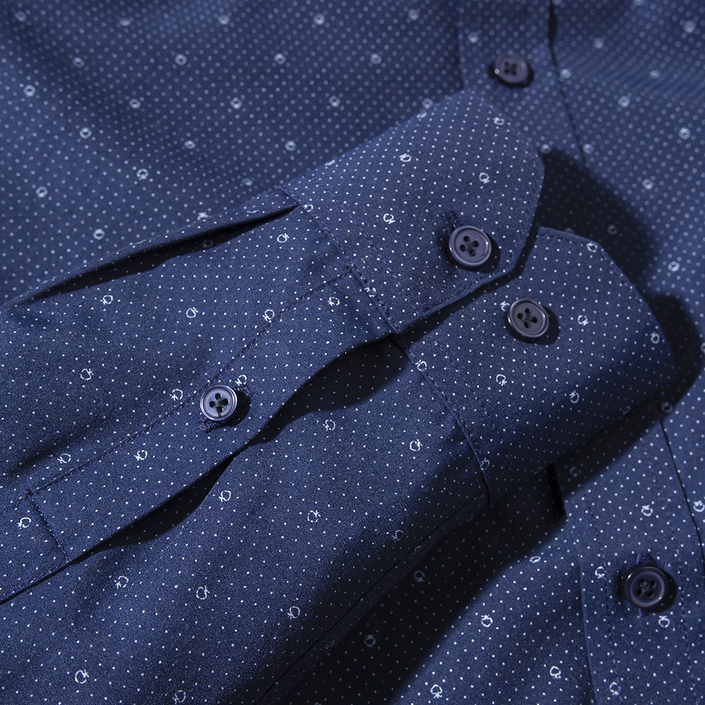 Áo sơ mi nam DOUBLE'D cổ bẻ chấm bi xanh SHT | BigBuy360 - bigbuy360.vn
