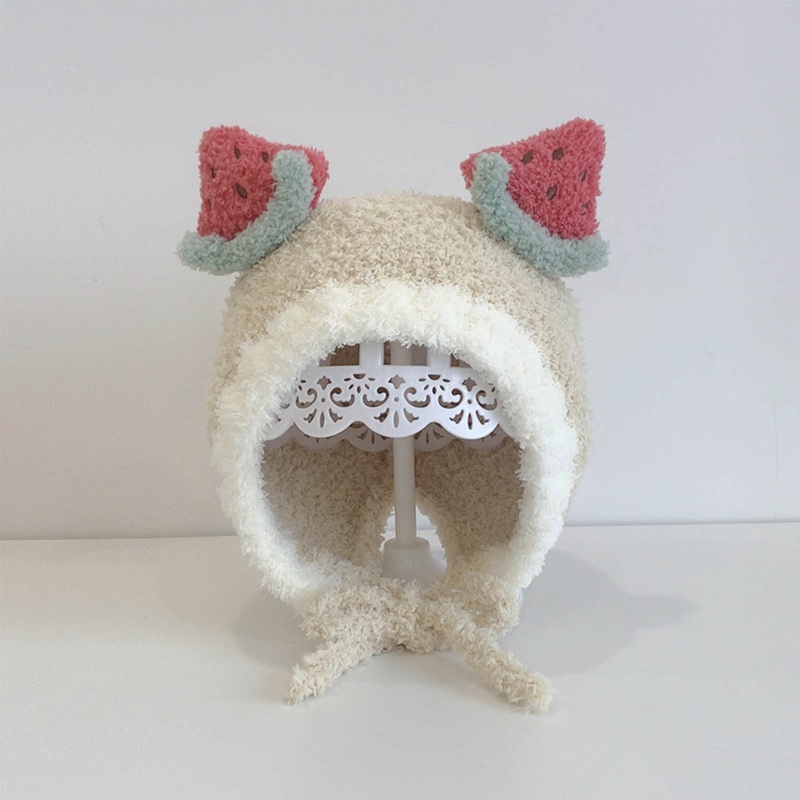 Mũ Len Beanie Mềm Mại Dày Dặn Giữ Ấm Tai Đính Bóng Lông Dễ Thương Cho Bé