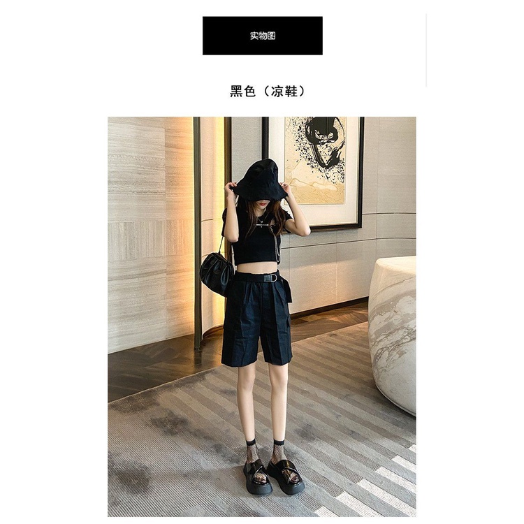 Dép Quai Ngang Đế Dày Bằng Da Mềm Thời Trang Mùa Hè Cho Nữ TTH235