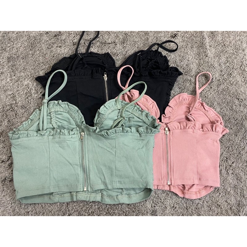 Áo Croptop Blashe 2 Dây Kaki Jeans - 3705