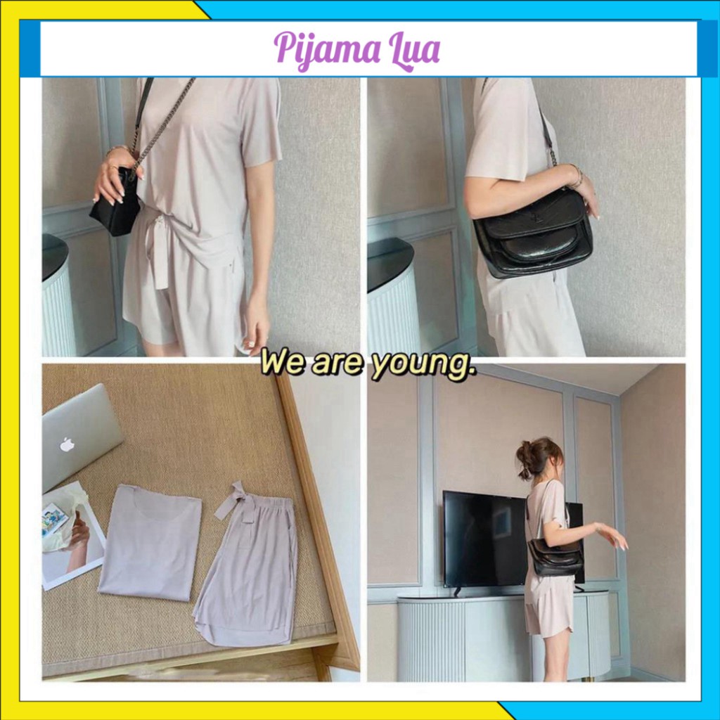 Bộ ngủ nữ ❤️Freeship❤️ Bộ mặc nhà mát mẻ chất lụa mát mịn mùa hè cao cấp đẹp Quảng Châu