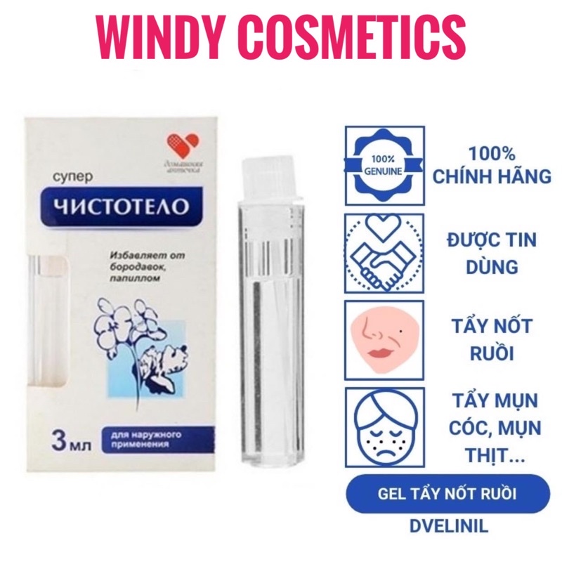 Gel tẩy nốt ruồi, mụn cóc, mụn thịt, tàn nhang, sẹo lồi Develinil - Hàng Nga