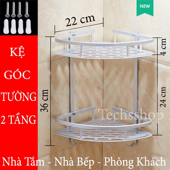 Kệ Góc Tường Nhà Tắm 2 Tầng Bằng Hợp Kim Nhôm Khoan Bắt Vít - Kệ Để Đồ Hình Tam Giác