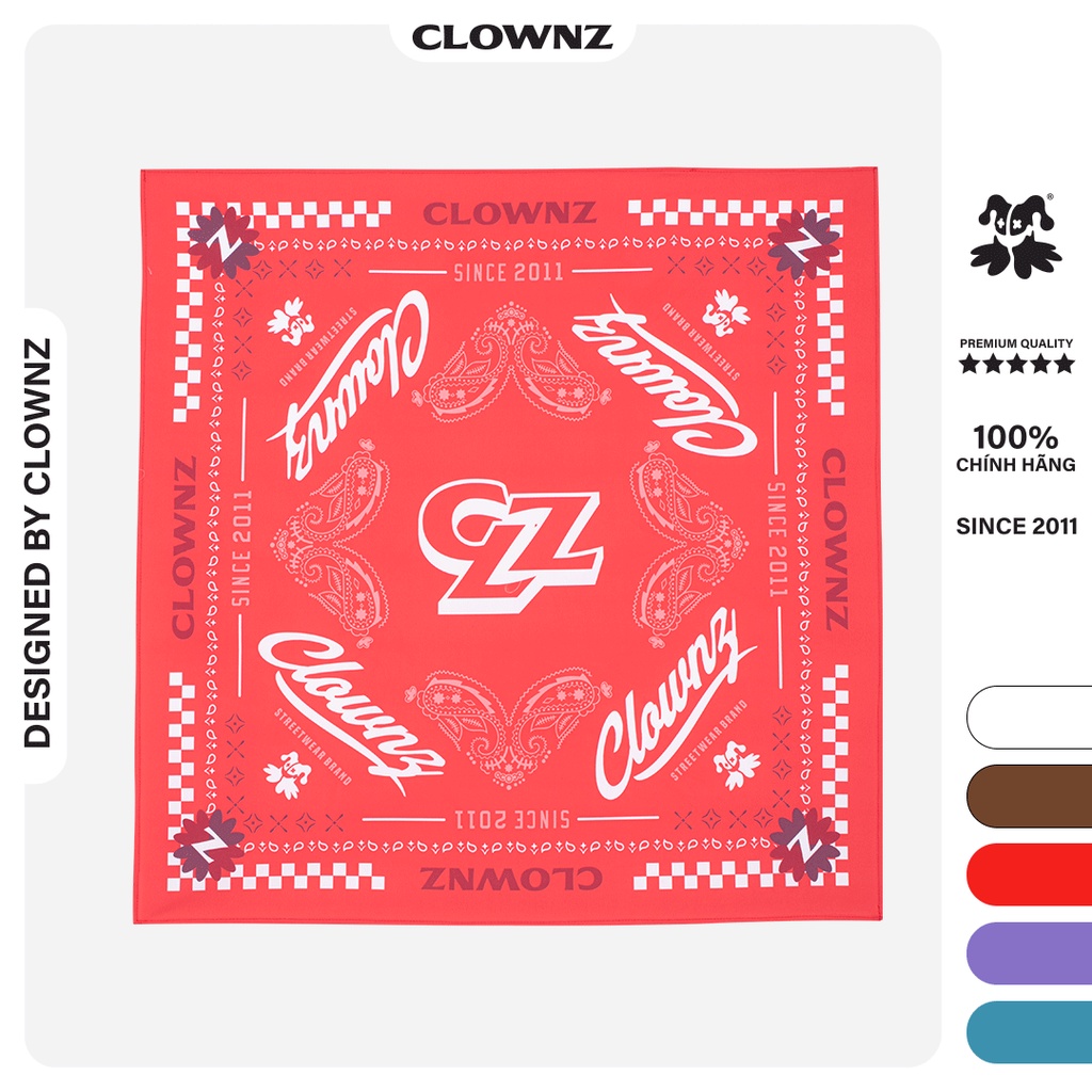 Khăn vuông bandana local brand Clownz V2, nhiều màu