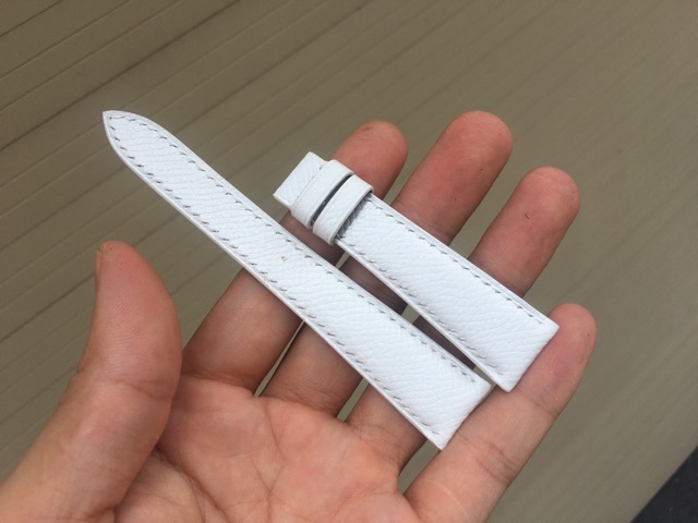 Dây đồng hồ da bò Epsom Trắng- Chống bám bẩn
