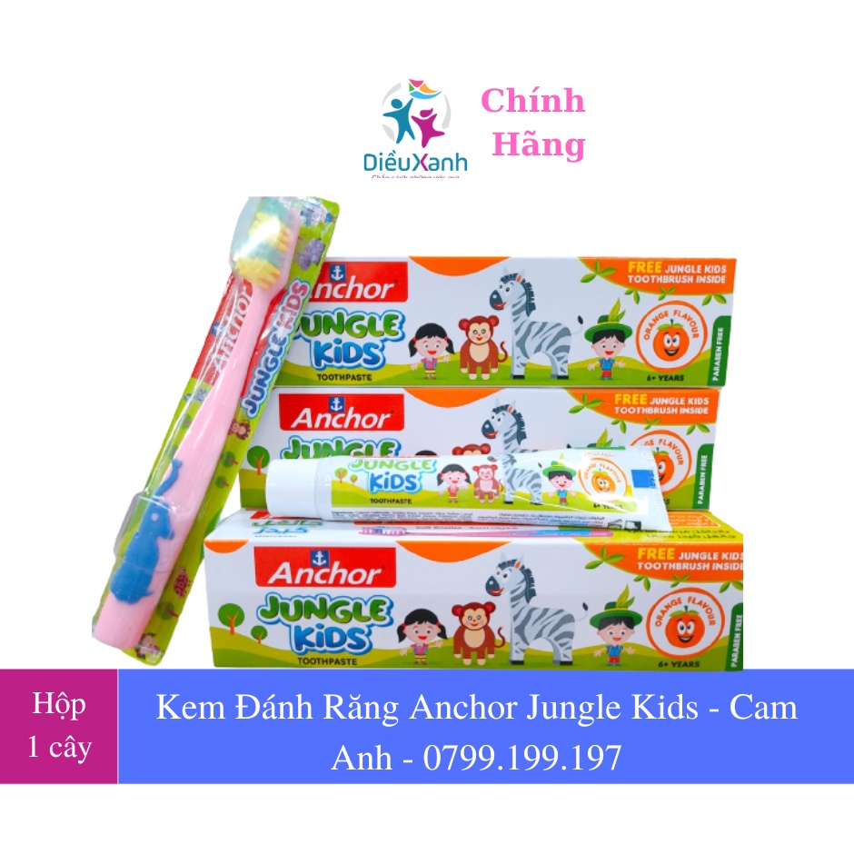 [ Tặng bàn chải] Kem Đánh Răng Anchor Jungle Kids Dâu/Cam/ Kẹo Gum