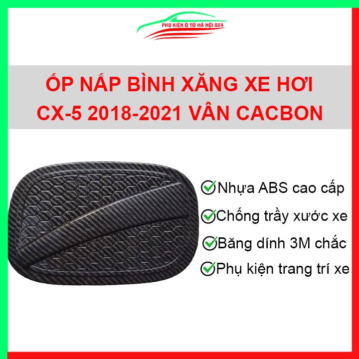 Ốp nắp xăng CX5, CX-5 2018-2021 vân cacbon bảo vệ chống trầy trang trí ô tô