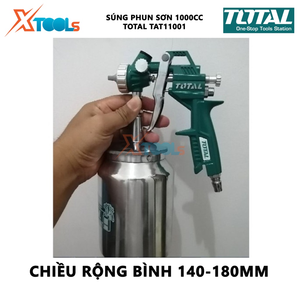 Súng phun sơn Total TAT11001 Máy phun sơn cầm tay Vòi phun 1.5mm Áp lực: 3-4bar Mức tiêu thụ 119-200l/phút [XTOOLs]