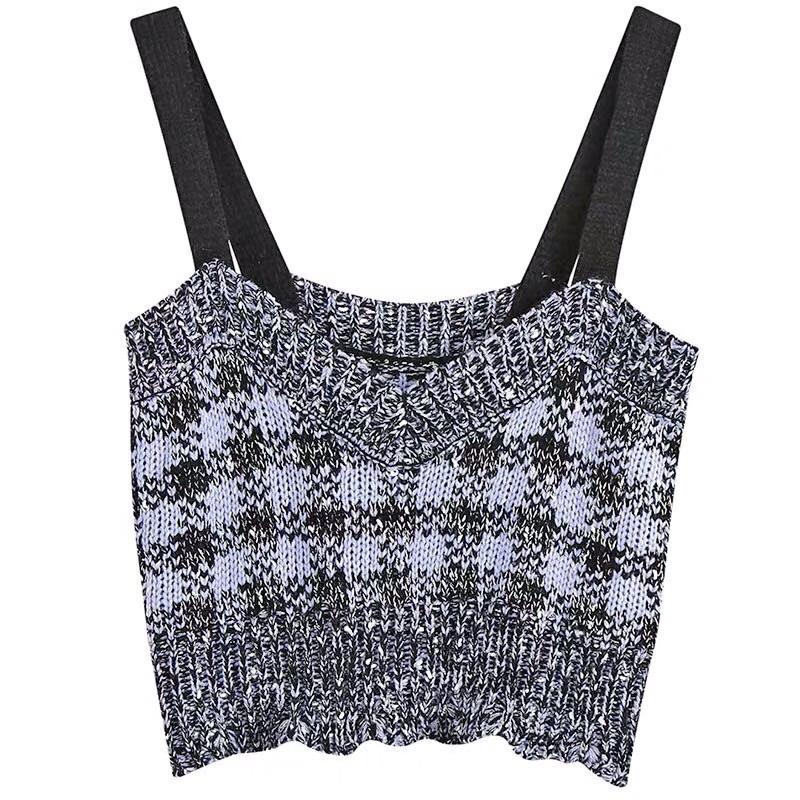 (Nguyên set) Set áo len kẻ xanh đính đá Zarraaa