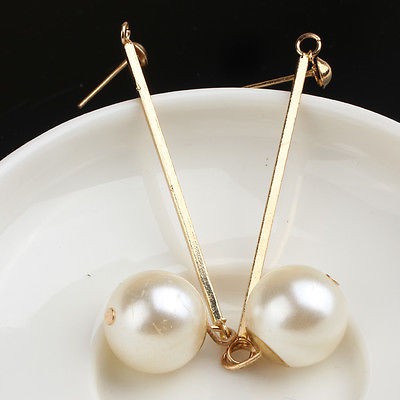 Khuyên tai mạ vàng đính ngọc trai nhân tạo lấp lánh thời trang