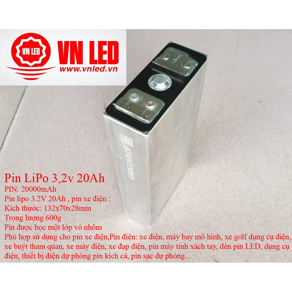 Pin Lithium LiPo 3,2v 20Ah, pin sạc, 20000mAh