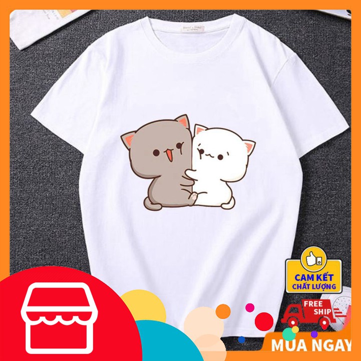 Áo cặp nam nữ in hình Mèo Con đáng yêu vải thun mềm mịn thoáng mát co dãn bốn chiều thỏa mái hoạt động AT903