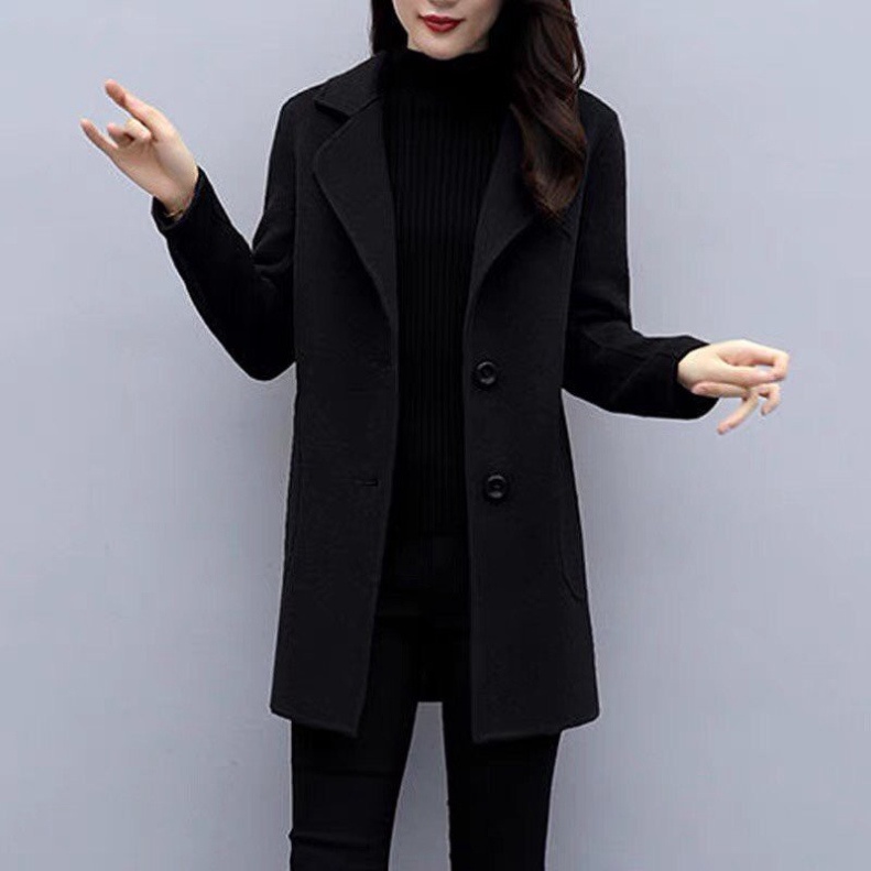Áo Khoác Dạ Trơn Dáng Dài Túi Dọc 2 Cúc, Tôn dáng cực đẹp