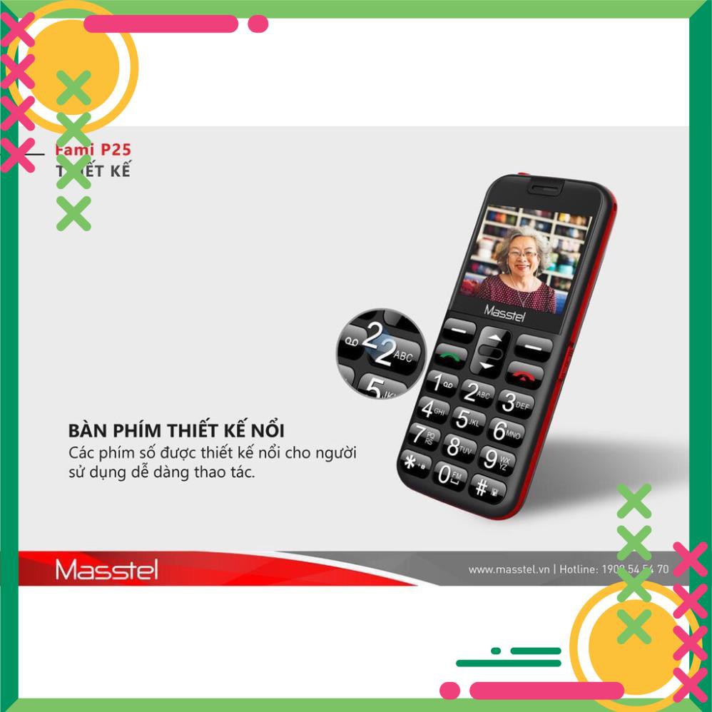 Điện Thoại Người Già Masstel Fami P25, 2 Sim, Loa To, Phím To, Tặng DOCK sạc