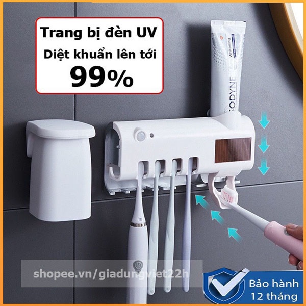 Giá treo bàn chải kem đánh răng khử khuẩn tia UV công nghệ cao cấp Châu âu