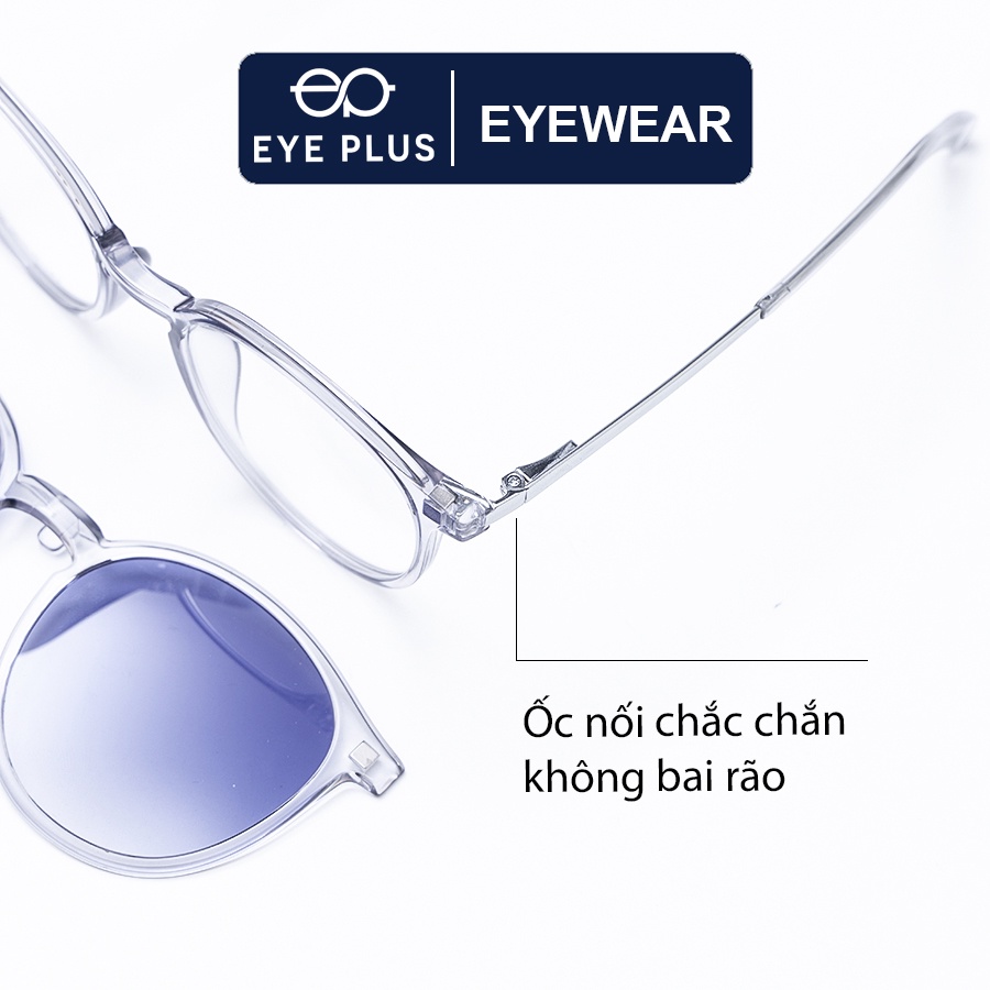 Gọng kính râm cận nam nữ thời trang EYE PLUS mắt tròn 2in1KL-2186