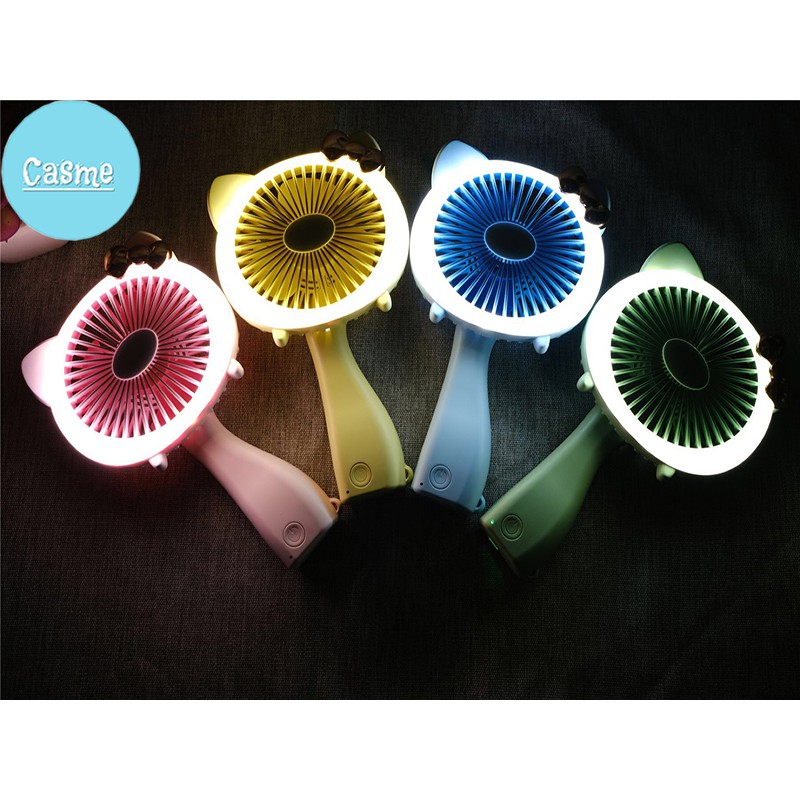 Quạt mini cầm tay Casme, có đèn LED, cổng sạc USB, hình con mèo dễ thương - Q003 | BigBuy360 - bigbuy360.vn