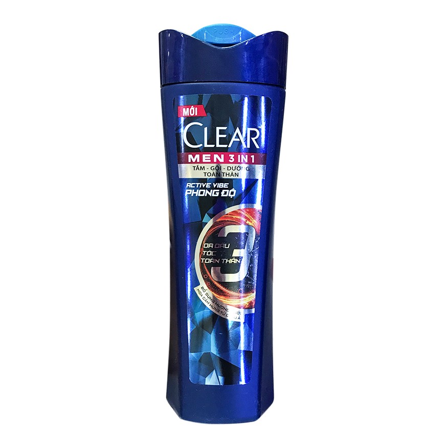 Clear Thảo Dược Men 3in1 tắm gội dưỡng: Bạc Hà và Active