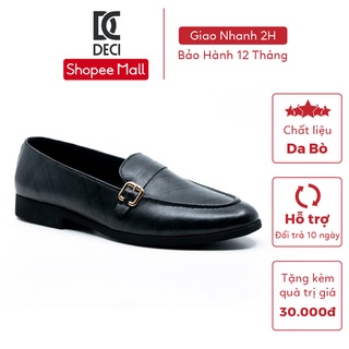 Giày da nam loafer DECI da bò đế cao su kiểu dáng Hàn Quốc DB09 màu đen