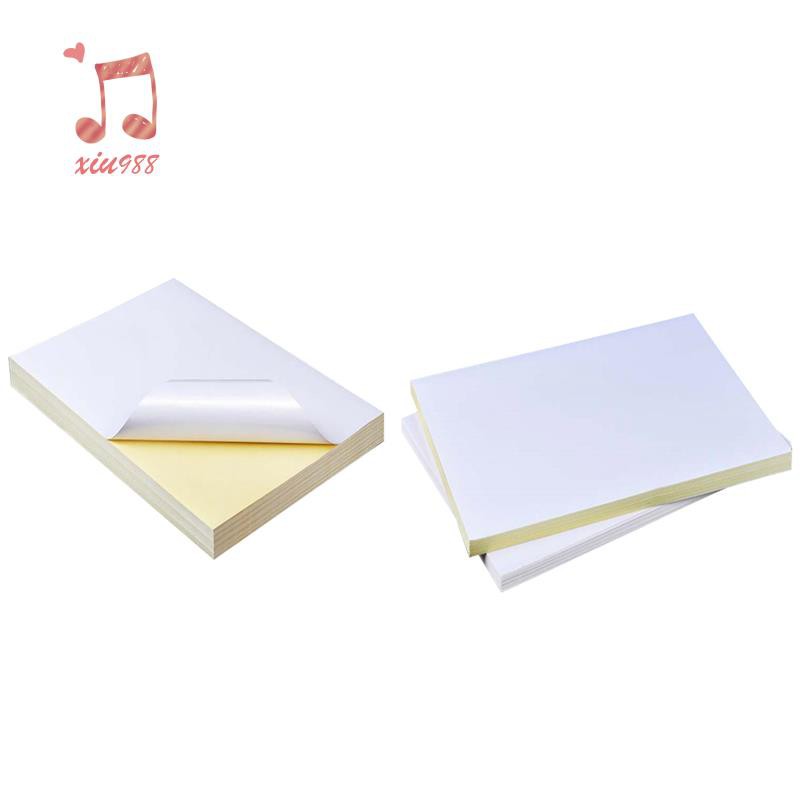 50 Sheets A4 White Self Adhesive Waterproof Sticker Label Glossy Surface Paper for Lazer Inkjet Printer Copier