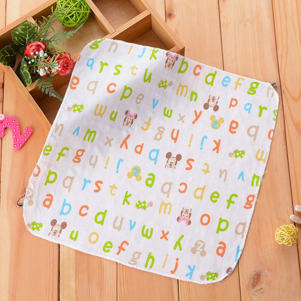 Khăn Vuông Từ Cotton Lau Miệng Cho Bé Kiểu Dáng Dễ Thương Màu Sắc Ngẫu Nhiên