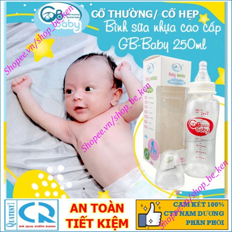 Bình sữa nhựa cao cấp CỔ HẸP không BPA (150ml / 250ml) - GB BABY (Công nghệ Korea)