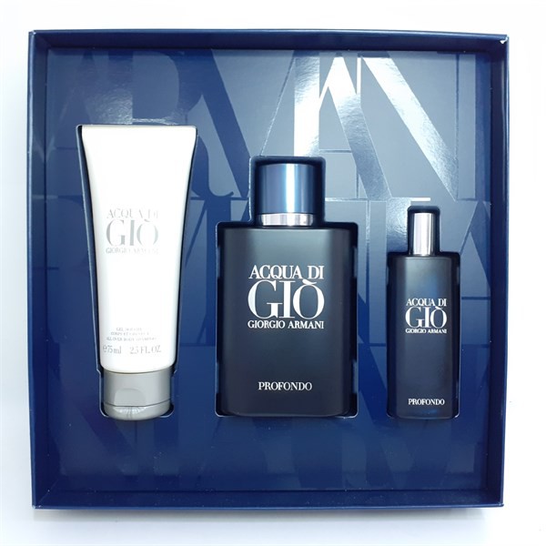 Bộ nước hoa Giorgio Armani Acqua Di Gio Profondo EDP (1NH 75ml +1NH 15ml +1Tắm gội 75ml)