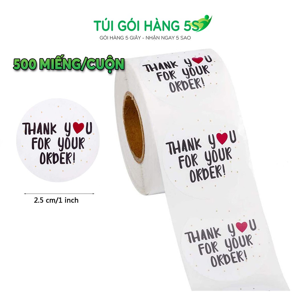 Tem Nhãn Dán Sticker, Miếng Dán Decal Thank You 500 cái/1 cuộn