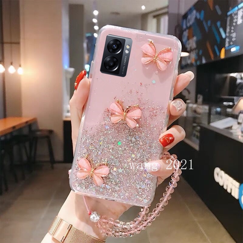 Ốp Điện Thoại Dẻo Họa Tiết Bươm Bướm Lấp Lánh Thời Trang Cho OPPO reno 10 A18 A98 5G A77 5G A57 A96 A76 4G 2022