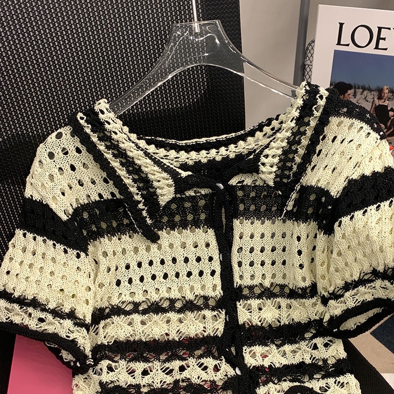 Áo Cardigan Dệt Kim Tay Ngắn Phong Cách Thời Trang Hàn Quốc Dành Cho Nữ