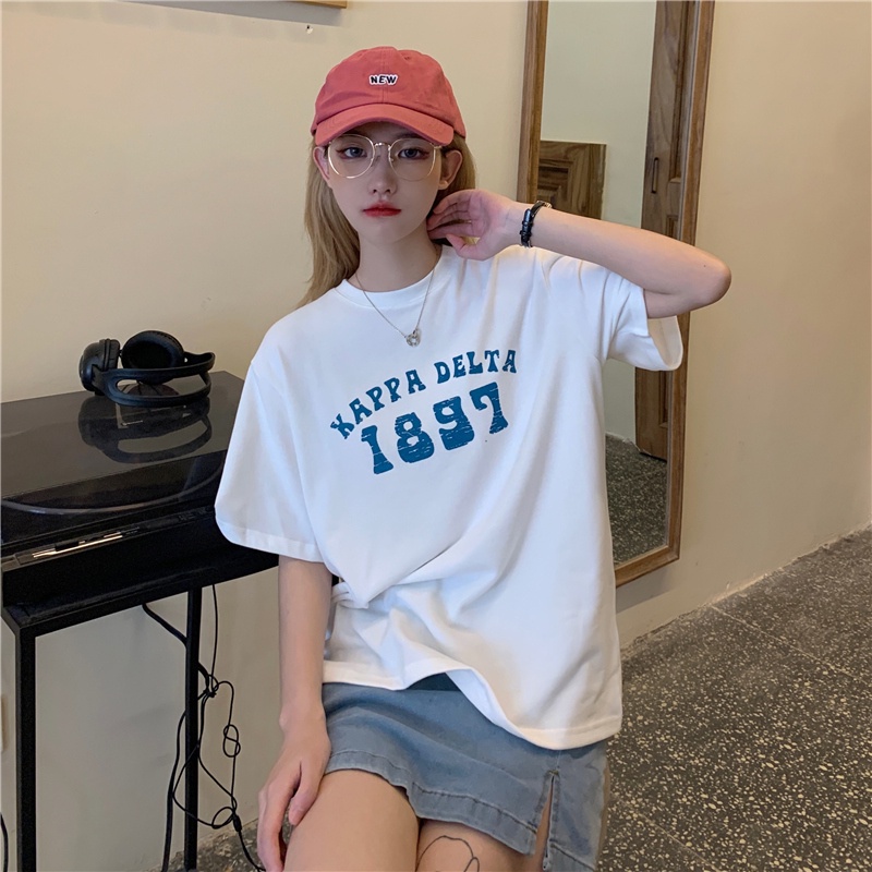 Áo Thun Tay Ngắn In Chữ Đơn Giản Thời Trang