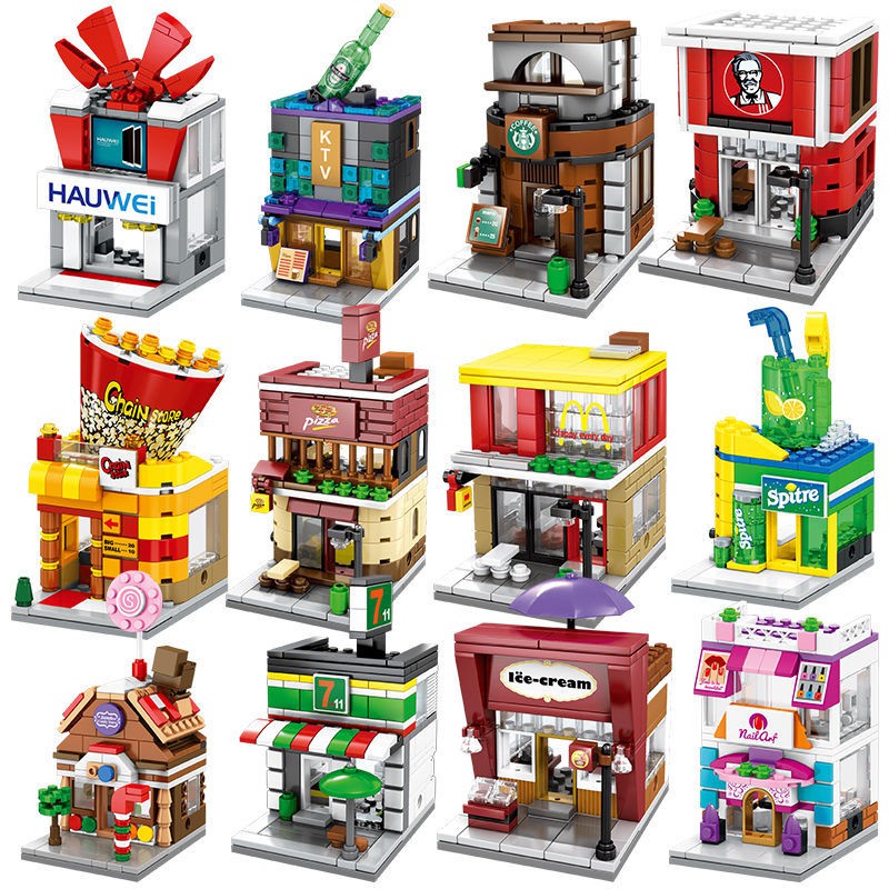 Tương Thích Với Khối Lego Mini Street View Series Xây Dựng Thành Phố Nhà Phantom Ninja Bé Gái LEGO Đồ Chơi Giáo Dục
