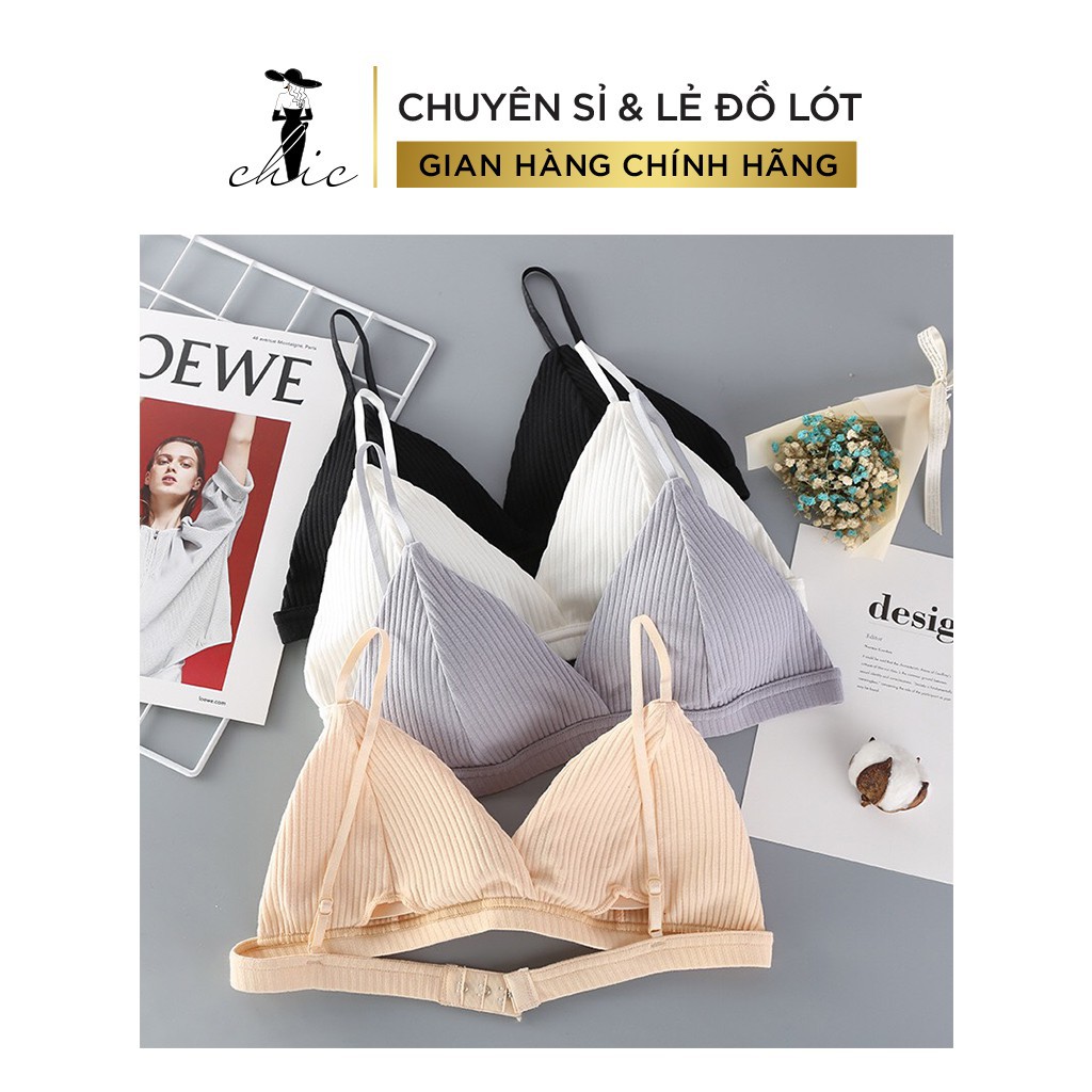 Áo Ngực CBT1BRA07 Áo Bra CHIC Chất Thun Cotton Gân Không Gọng Cài Sau Hot Hit Hàng Chất Bao Đẹp (Freesize 45-65kg)