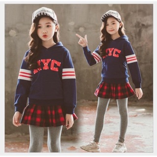 Set quần váy + áo hoodie bé gái