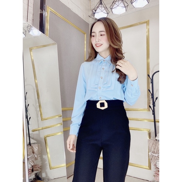 Sơ mi trắng dài tay A354 cổ đưc công sở chất liệu lụa hàn mềm mịn