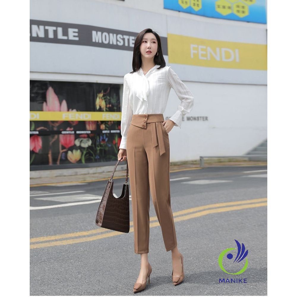 Quần Tây Công Sở Dáng Baggy Phối Nơ 3 Cúc Siêu Xinh