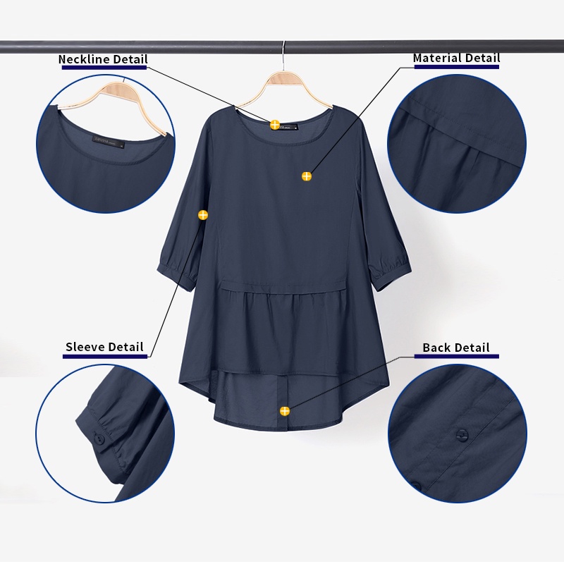 Áo ZANZEA tay lỡ 3/4 cổ tròn thời trang Hàn Quốc cho nữ