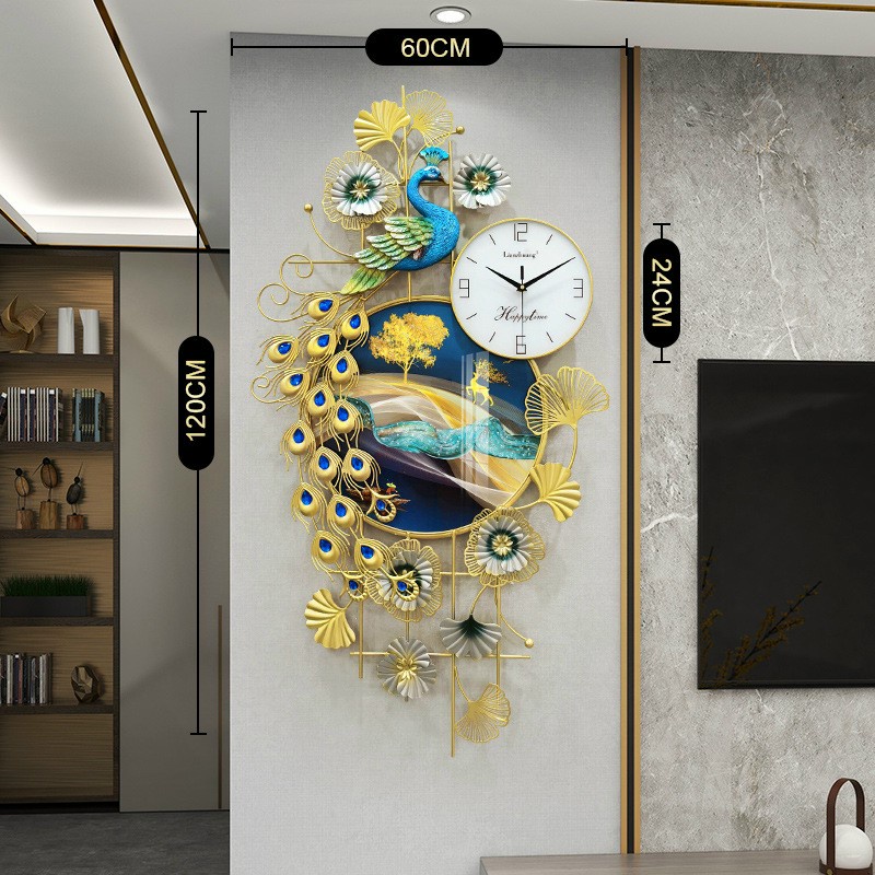 Đồng Hồ Treo Tường Trang Trí-Mã 292-Kt-120x60cm-tranh decor kim loại đẹp,rẻ-quà tặng ý ngĩa-hàng nhập khẩu -bh 5 năm