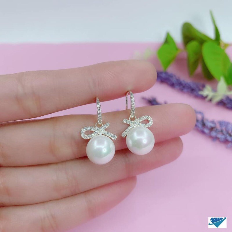 BÔNG TAI ĐÍNH TRAI NƠ BẠC TA