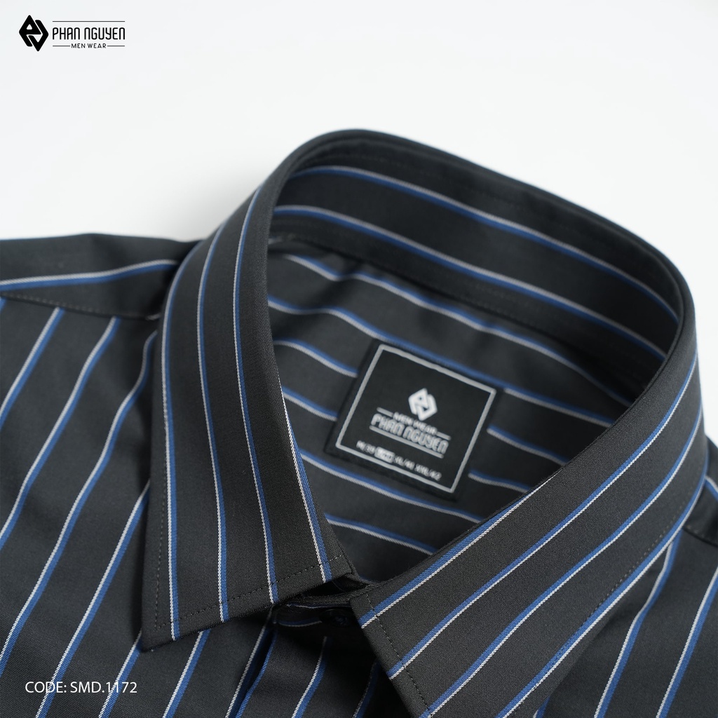 Áo sơ mi dài tay nam họa tiết kẻ Phan Nguyễn, màu sắc trung tính, phom áo slim fit dễ phối trang phục khác SMD.1172