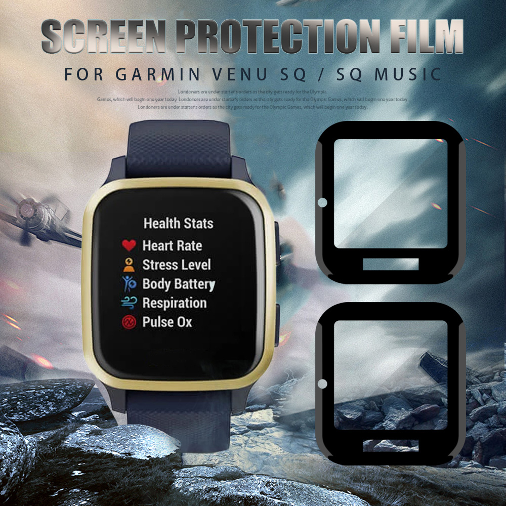 Miếng dán bảo vệ màn hình đồng hồ bằng sợi thủy tinh 3d mềm che phủ đầy đủ dành cho Garmin Venu SQ / SQ Music