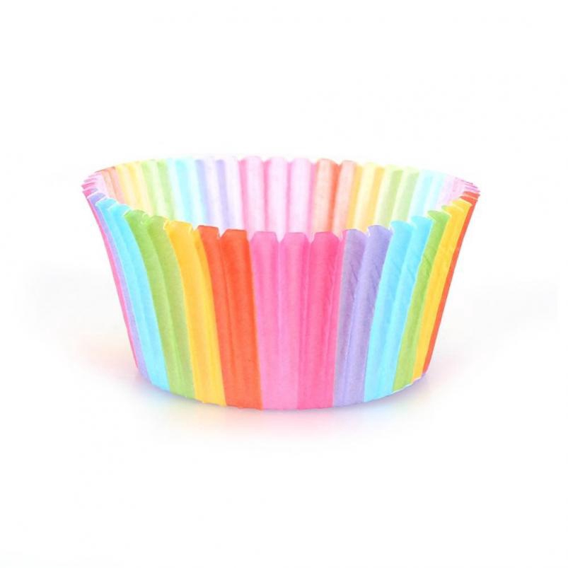 100 cái Cầu Vồng Màu Cupcake Liner Cupcake Giấy Baking Cup Muffin Trường Hợp Bánh Khuôn