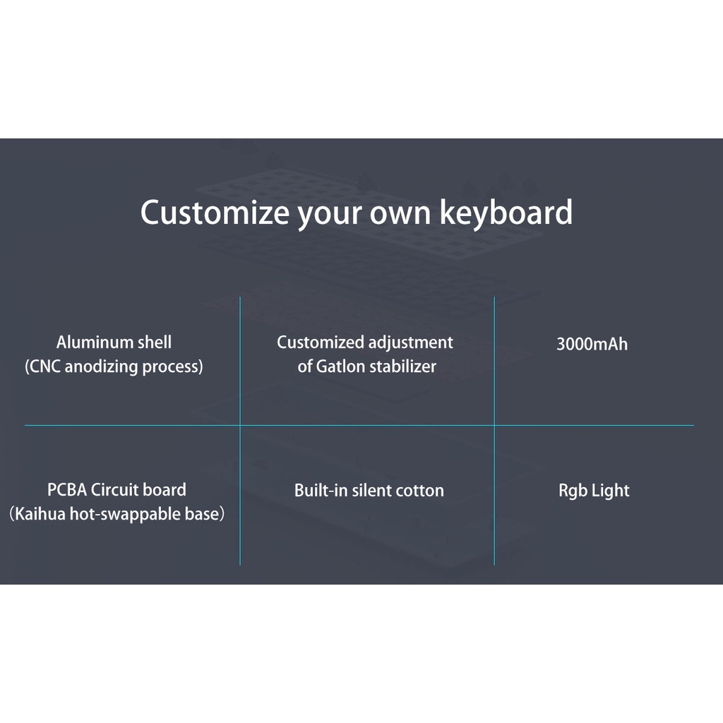 Kit bàn phím cơ Ajazz AC064 Nhôm CNC - hotswap - 3 mode