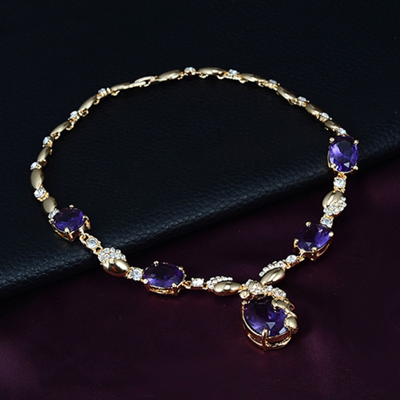 Bộ Trang Sức Mặt Đá Quý Màu Tím Sang Trọng