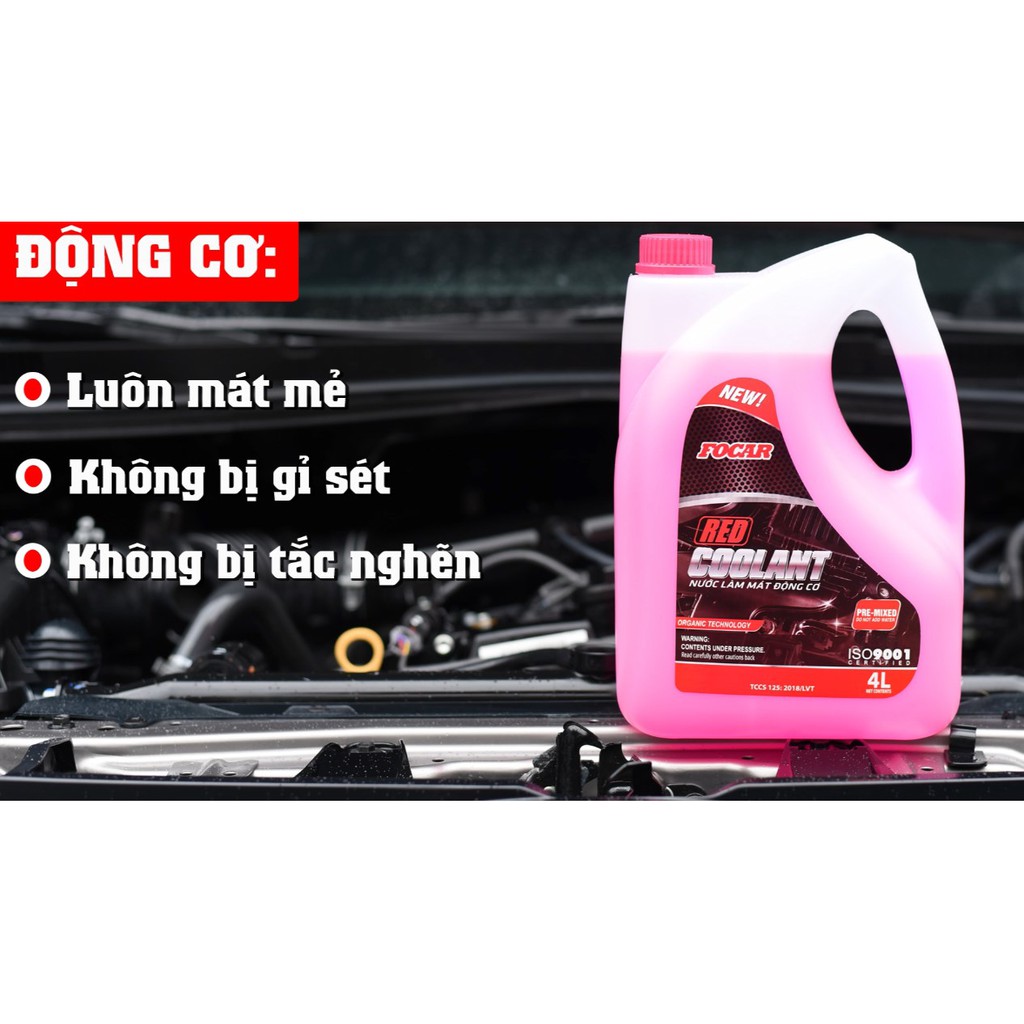 [Tiêu chuẩn EU] Nước làm mát động cơ ô tô Focar Red Coolant (Màu đỏ) 4L - Công nghệ OAT